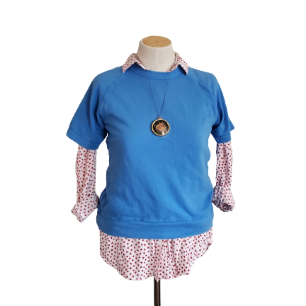 Clare V. Blue short sleeve organic cotton sweatshirt